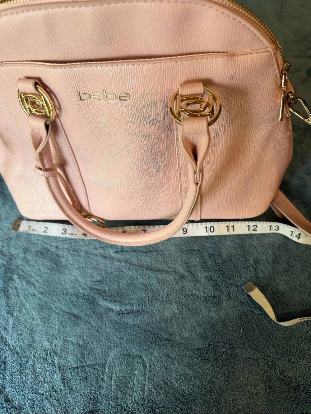 bebe Blush Pink Dome Satchel with Gold Hardware
